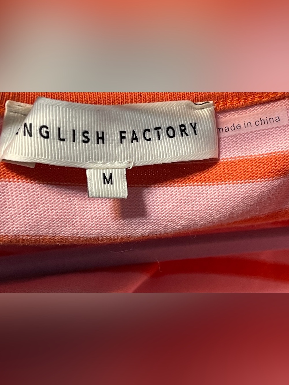 English Factory Orange Pink Coral Striped Lace-Up V-Neck Sleeveless Dress Medium - Picture 7 of 8